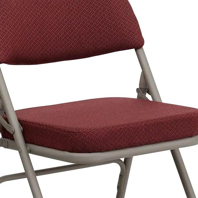 Flash Furniture Hercules Series Metal Folding Chairs with Cushioned Seat, Fabric Upholstered Event Chairs with 300-lb. Static Weight Capacity, Set of 2, Burgundy by GreenHaven Gardens