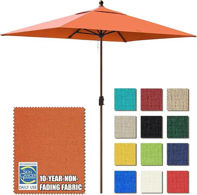 EliteShade USA 10-Year-Non-Fading 6.5x10Ft Rectangular Market Umbrella Patio Umbrella Outdoor Table Umbrella with Ventilation(Rust)