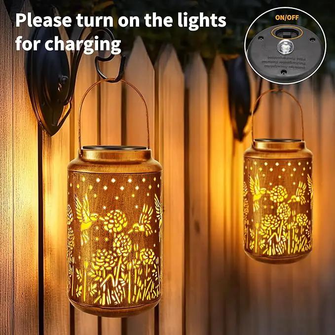 ODEETRONIC 2Pack Hummingbird Solar Lanterns - LED Solar Lantern Lights Outdoor Waterproof, Garden Lantern Lights Birthday Gift for Women, Metal Hummingbird Hanging Lanterns for Garden Yard Patio Decor by GreenHaven Gardens