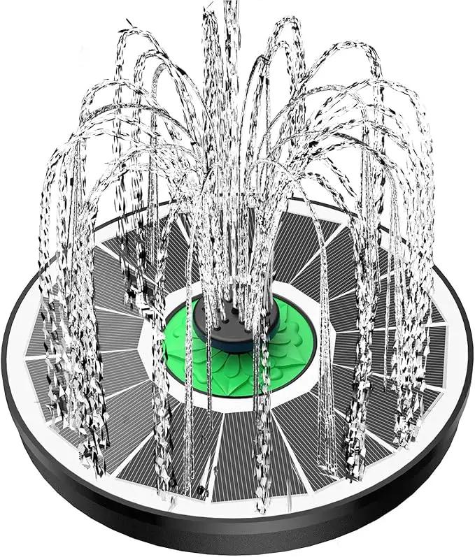 Solar Fountain for Bird Bath Glass - No Battery, 3.5W Solar Bird Bath Fountains Green Flower with 4 Fixed Rods & 7 Nozzles, Solar Powered Water Fountain for Bird Bath,Pond,Pool,Outdoor,Garden by GreenHaven Gardens