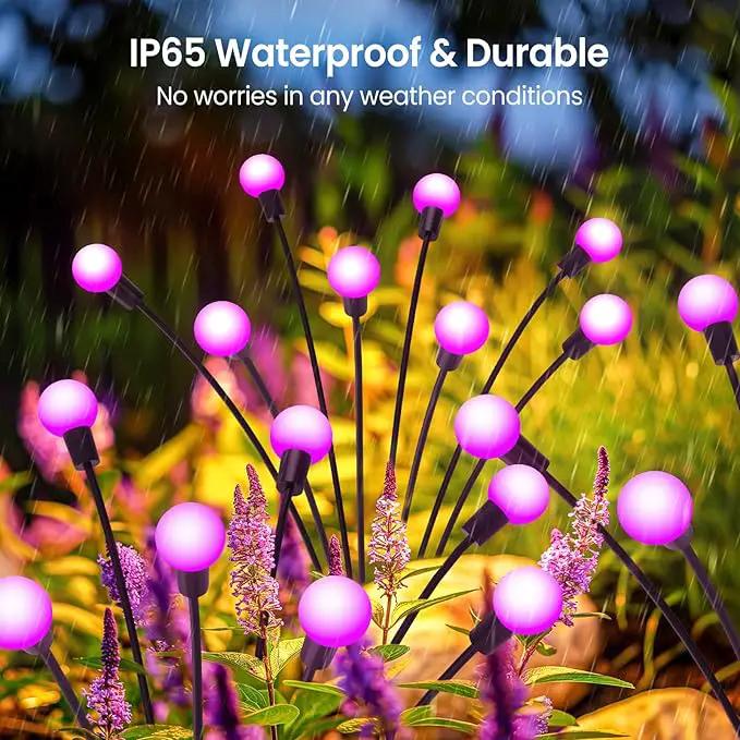LETMY Solar Garden Lights - 6 Pack Upgraded Swaying Solar Lights Outdoor, 48 LED Firefly Lights Outdoor Waterproof Garden Decorations for Yard Patio Pathway (Purple) by GreenHaven Gardens