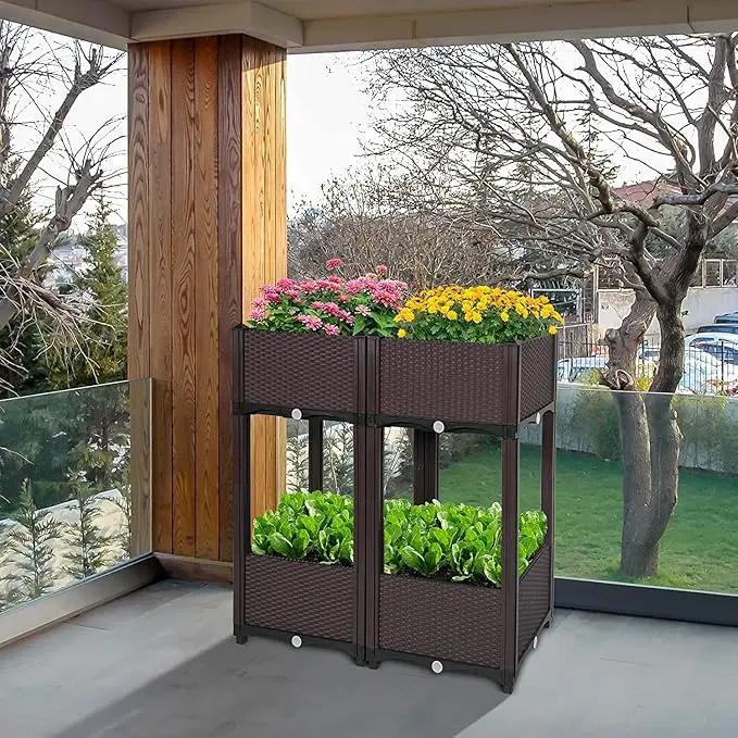 D'vine Dev Raised Beds - Elevated Garden Box with Drainage Plug, Standing Planter Beds for Vegetable/Flower/Herb Gardening Kit, RGB-4 by GreenHaven Gardens