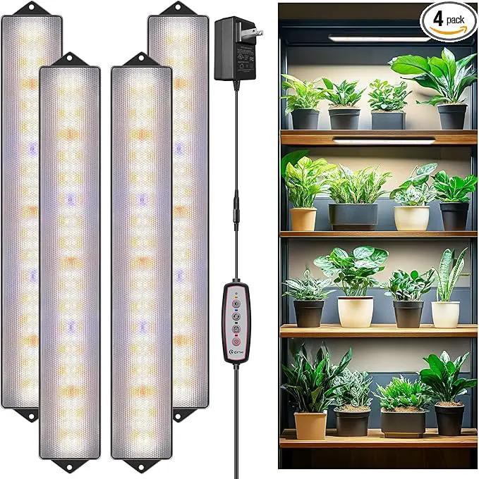wolezek Grow Light Strips for Indoor Plants, 420 LEDs Full Spectrum Plant Light for Indoor Growing with Upgared 4/8/12/16H Auto Timer, Grow Lamp Bar for Seedling Succulent, 13.8 Inches, 4 Pack by GreenHaven Gardens