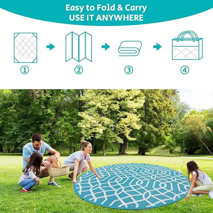 HEBE Outdoor Rug 8ft for Patios Waterproof Clearance Reversible Patio Mat Plastic Straw Rug RV Camping Mat Outside Area Rug Carpet for Camping RV,Porch,Deck,Balcony,Camper,Backyard by GreenHaven Gardens