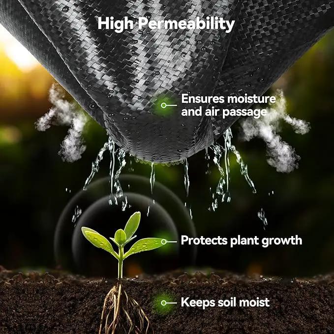 2.6ftx100ft Weed Barrier Landscape 3.2oz Fabric Heavy Duty, Woven Weed Control Cloth, Woven Geotextile Fabric for Underlayment, Gardening Ground, Commercial Driveway Weed Block Cover Mat by GreenHaven Gardens