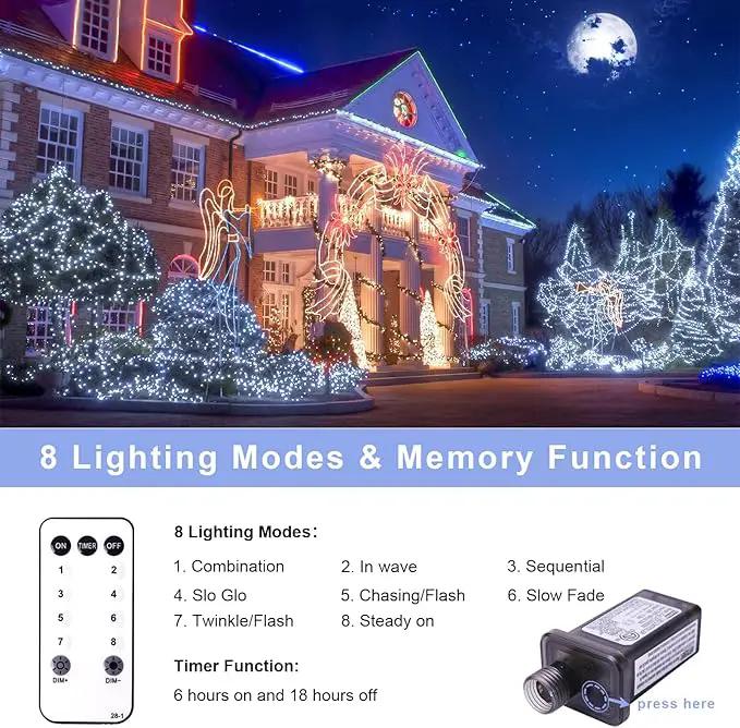 Christmas Net Lights for Bushes - 360 LED Net Lights Outdoor Plug in with Remote, 12x5 ft Extendable 8 Modes Christmas Net Lights Waterproof for Outside Gazebo Lawn Wedding Patio Garden Tree (White) by GreenHaven Gardens