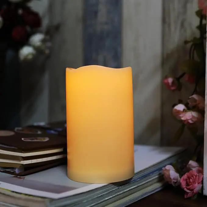 CANDLE CHOICE Waterproof Outdoor Battery Operated Flameless Candles with Remote Timer Plastic Flickering Fake Electric LED Pillars for Lantern Garden Wedding Christmas Decorations 3x5 Inches 3 PCS by GreenHaven Gardens
