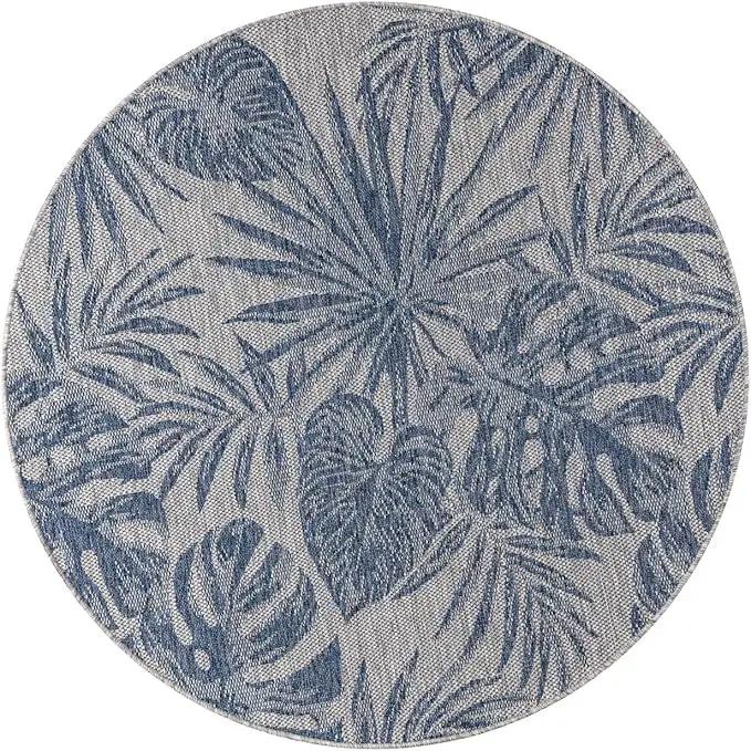 Keen Home Design Terrace Outdoor Round Rug - 8ft Round Washable Indoor/Outdoor Rug for Patio, Kitchen, Balcony, Beach, Garden, Deck and Porch, Size: 7'7" Round by GreenHaven Gardens