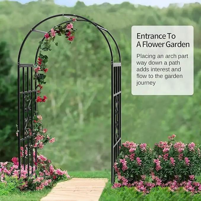 Arbors, Curved Metal Endurable Iron Trellis Plants Stand Use for Outdoor Garden Arbor Climbing Plants Wedding Arches Ceremony by GreenHaven Gardens