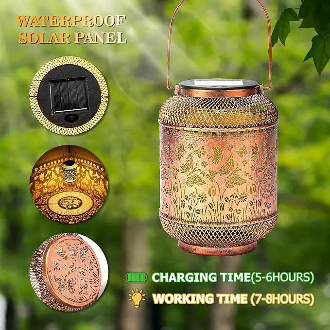 Butterfly Solar Lanterns Outdoor Garden Decor Gifts for Women Mom Grandma Metal Decor Hanging Solar Lights Outdoor Waterproof LED Lanterns for Yard, Patio, Lawn, Tabletop, Landscape by GreenHaven Gardens