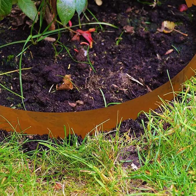Co rten Steel Landscape Edging 10 Inch Tall 6 Packs, Pre-Rusted Metal Garden Edging with 6 Clips and a Pair of Gloves, Steel Edging for Landscaping, Garden by GreenHaven Gardens
