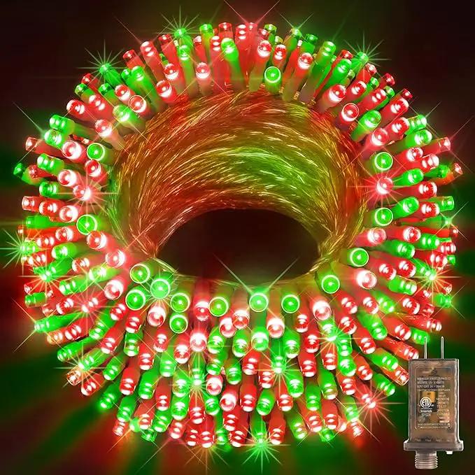 KNONEW 600ft 1500 LED String Lights Outdoor Christmas Lights 8 Modes & Timer Fairy Light Plug in Waterproof LED String Lights for Xmas Yard Tree Wedding Party Holiday Decorations (Red and Green) by GreenHaven Gardens