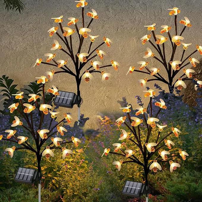 Solar Garden Lights Outside - 4 Pack 80 LED Solar Bee Lights Outdoor Waterproof with 8 Modes Landscape Decoration for Garden Patio Yard Walkway Grass Spring Decor (Warm White) by GreenHaven Gardens