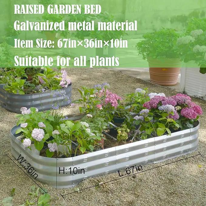 Galvanized Raised Garden Bed Kit, Large Metal Raised Garden Beds for Vegetables, Galvanized Planter Raised Garden Boxes Outdoor (Silver) by GreenHaven Gardens