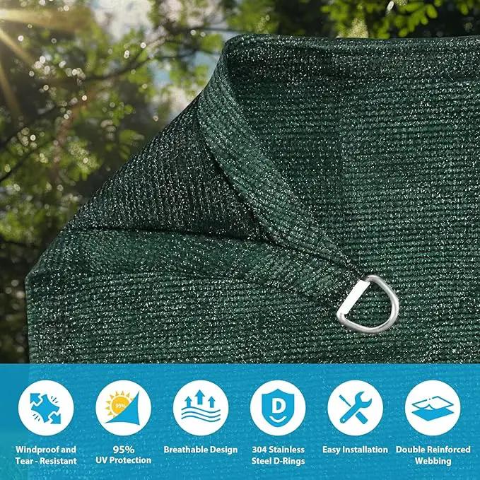 Amagenix Sun Shade Sail 12'X12'X17'Curved Edge Outdoor Shade Canopy Dark Green Breathable 95% UV Block Shade Cloth for Patio Garden Backyard (We Make Custom Size) by GreenHaven Gardens