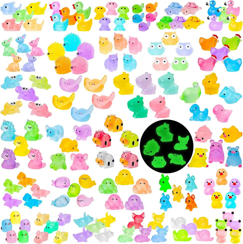 240 Pcs Luminous Mini Resin Animals 30 Styles Miniatures Animal Figurines Glow in the Dark Tiny Little Animals Figures to Hide for DIY Fairy Garden Micro Landscape Dollhouse Aquarium Party Decor by GreenHaven Gardens