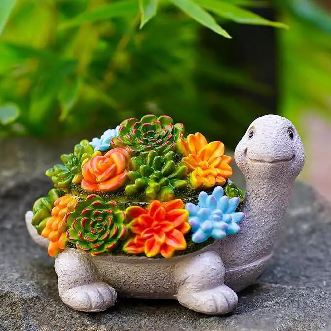 Outdoor Turtle Key Hider Statue - Cute Succulent Turtle Hide a Key Outdoor Decorative - Small Gift Box for Women, Home Decor & Turtle Gifts (Turtle) by GreenHaven Gardens