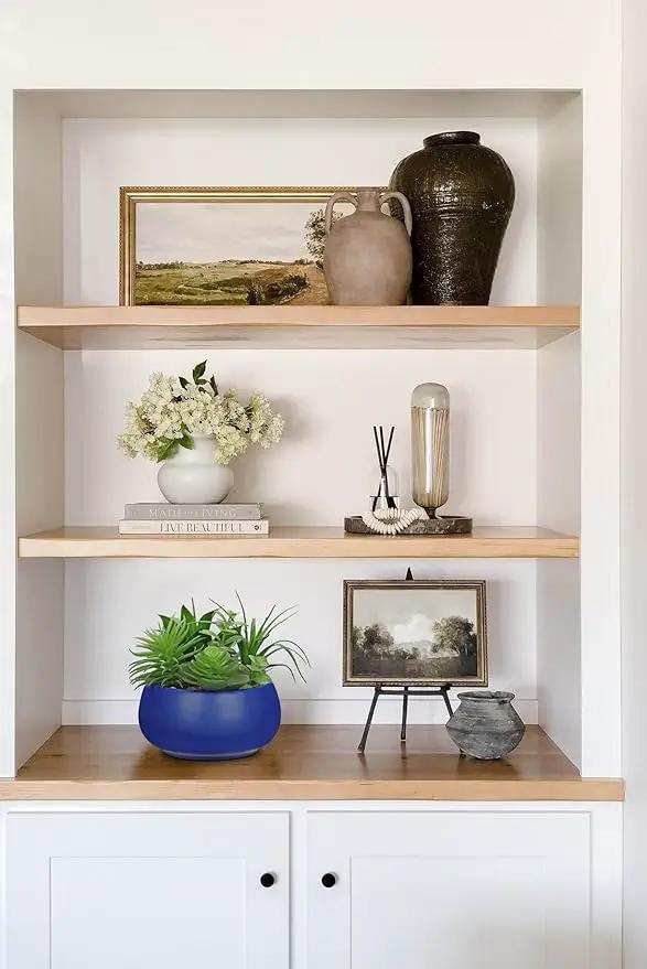 Fake Plants Artificial Succulents in Pots Faux Succulent Arrangement Potted Plant in Blue Ceramic Planter Bowl for Home Decor Office Desk Bathroom Shelf Living Room Indoor Decorations by GreenHaven Gardens