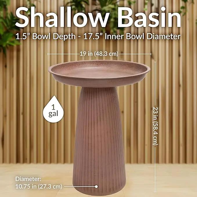 Sunnydaze Gleeful Garden Metal Bird Bath for Outdoors - Large Decorative Iron Birdbath - 23-Inch - Matte Canyon Clay by GreenHaven Gardens