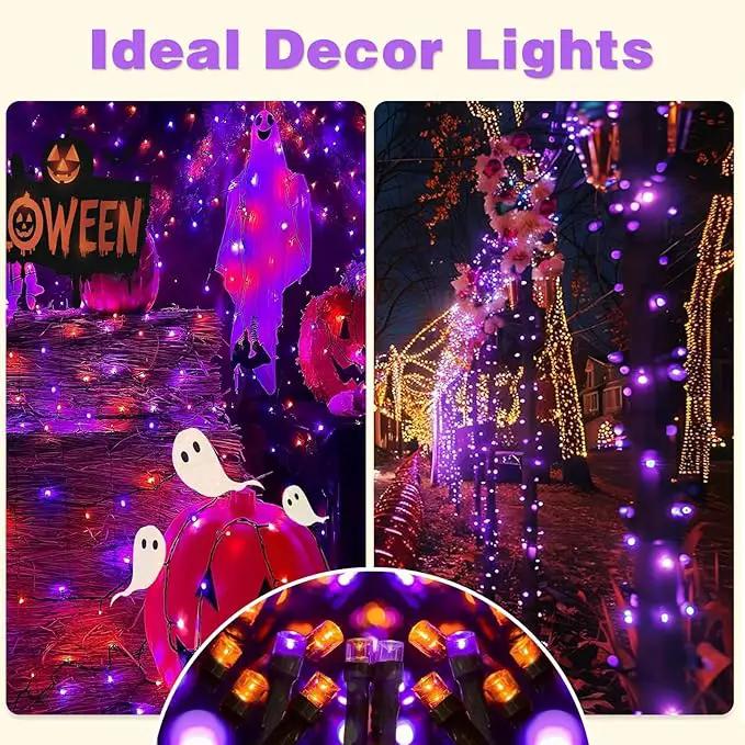 6-Pack Solar String Lights, 600 LED Extra-Long 236Ft Solar Halloween Lights Outdoor Waterproof, 8 Modes Led Halloween Lights for Garden, Patio, Wedding(Purple & Orange) by GreenHaven Gardens
