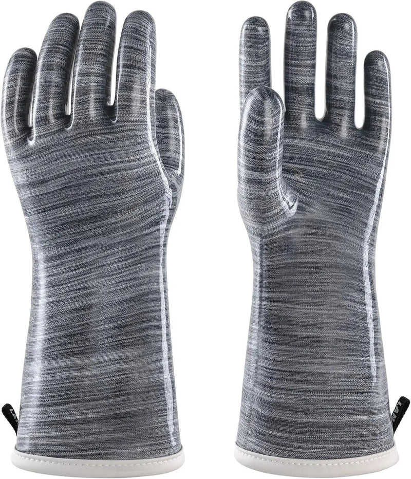 wahoo Liquid Silicone Smoker Oven Gloves, Food-Contact Grade, Heat Resistant Gloves for Cooking, Grilling, Baking, Grey, XL by GreenHaven Gardens