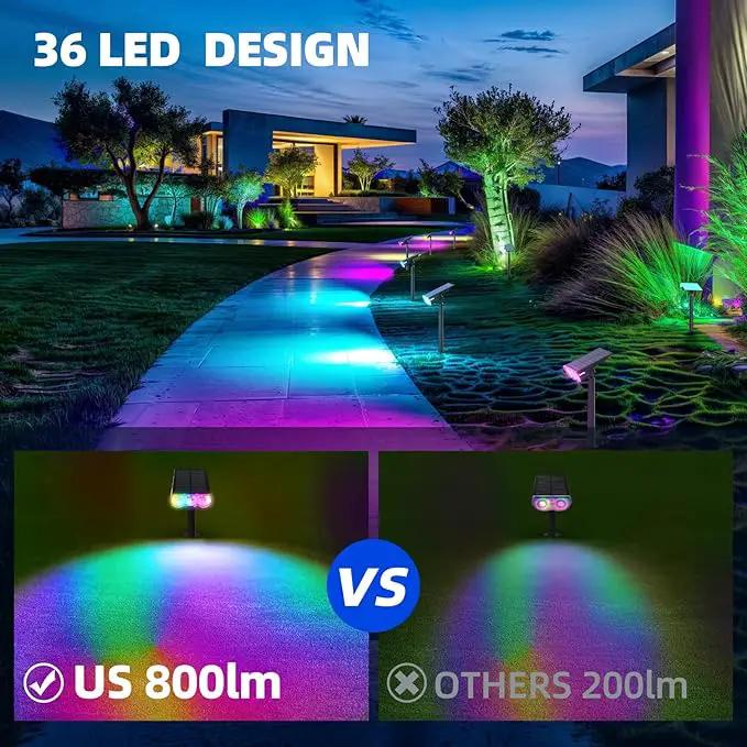 Barrina Solar Spot Lights Outdoor, WRGB 360° Horizontal Adjustable, Solar Lights Waterproof, Auto On/Off 36 LEDs Landscape Spotlights for Garden Patio Yard Pool, 2 Packs by GreenHaven Gardens