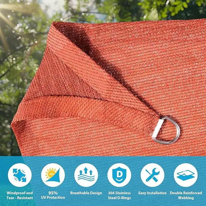 Amagenix Sun Shade Sail 11'X11' Curved Edge Outdoor Shade Canopy Rust Red Breathable 95% UV Block Shade Cloth for Patio Garden Backyard (We Make Custom Size) by GreenHaven Gardens
