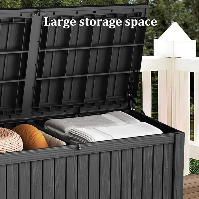 180 Gallon Lockable Resin Deck Box, Waterproof & UV-Resistant Outdoor Storage Box for Outdoor Cushion Storage, Garden Tools & Pool Accessories Storage, Black by GreenHaven Gardens