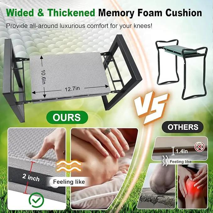 Garden Kneeler and Seat Heavy Duty - Anti-Tip Super Stable Multifunctional Gardening Stool Bench,Wide 12.7" Pads,Foldable Ergonomic Handles for Seniors Women Men Pain-Free Weeding,Planting Yard Work by GreenHaven Gardens