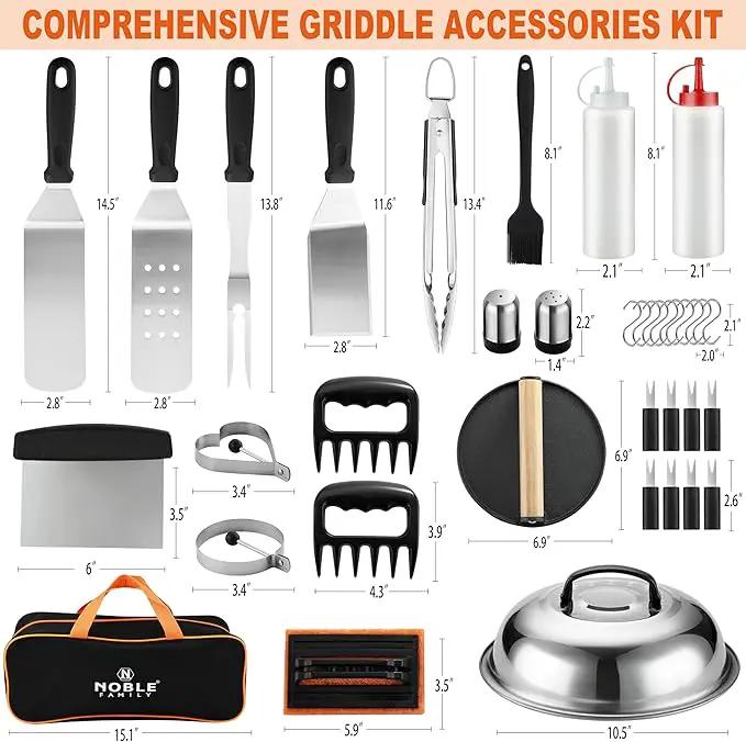 38PCS Griddle Accessories Kit, Professional Grill Tools Set for Outdoor Barbecue, Stainless Steel Griddle Spatula Set with Tongs, Smash Burger Press, Carry Bag, Perfect Grilling Gifts by GreenHaven Gardens