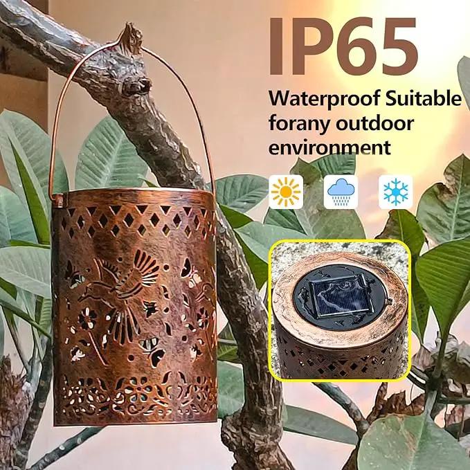 Solar Lanterns Outdoor Waterproof Hummingbird Garden Decor Birthday Gifts for Women Mom Grandma Hanging Solar Lights Lantern Metal Decoration Outside for Yard, Patio, Backyard, Porch by GreenHaven Gardens