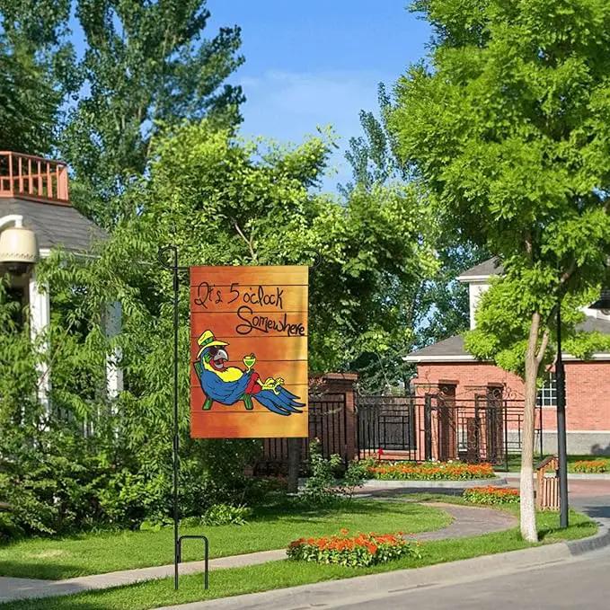 It's 5 O'Clock Somewhere Garden Flag 28x40 Inch Outdoor Decoration Banner Spring Summer Tropical Beach House Flags Yard Farmhouse Garden Deco Indoor Sign, Colour 1 by GreenHaven Gardens