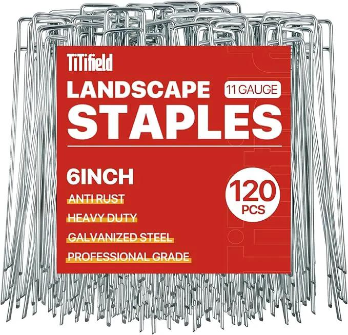 120 Pack Landscape Staples - 6 Inch Garden Stakes with Metal Yard Pins Lawn Ground Stakes Tent Stakes and Landscaping Stakes for Anchoring Sod Landscape Fabric and Irrigation Tubing by GreenHaven Gardens