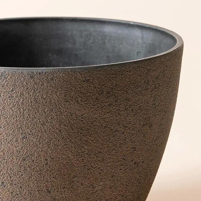 LA JOLIE MUSE 14.2/11.3/8.6 Inch Large Planters,Indoor/Outdoor Round Planters Set of 3,New Iron Plant Container with Drain Holes,Tree Flower Plant Pots for Patio and Deck by GreenHaven Gardens