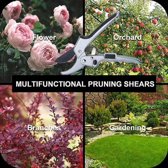 Upgraded Garden Clippers, Adjustable Germany Pruners, Work 3 Times Easier, Professional Pruning Shears, Cutting Rose, Flower, Hedge, Stem, Sharp Gardening Scissors, Arthritis Weak Hand Snips by GreenHaven Gardens