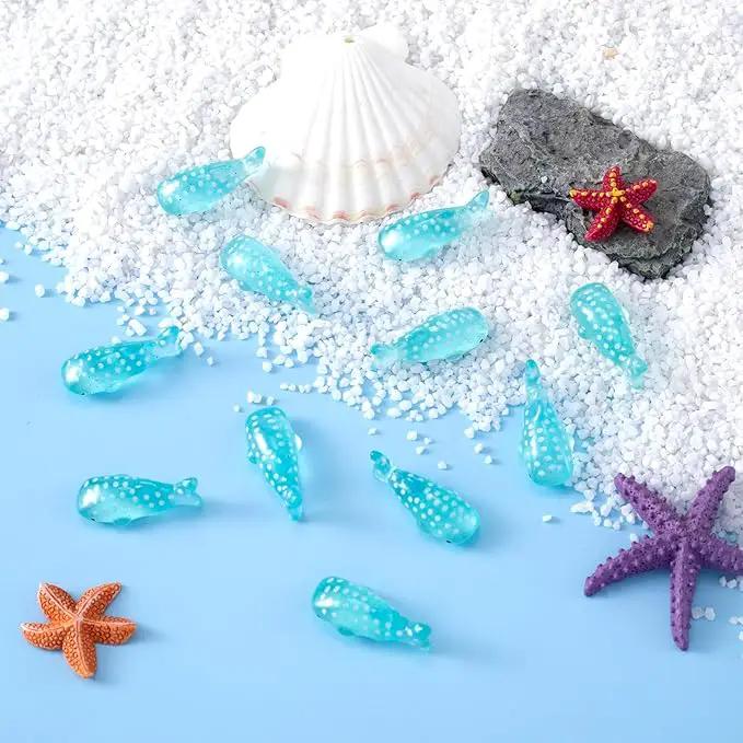 50Pcs Whale Miniature Figurines, Mini Resin Fake Fish Animal Sculptures Blue Ocean Theme Home Decoration for Fairy Garden Succulent Planter Moss Landscape Terrarium DIY Craft by GreenHaven Gardens