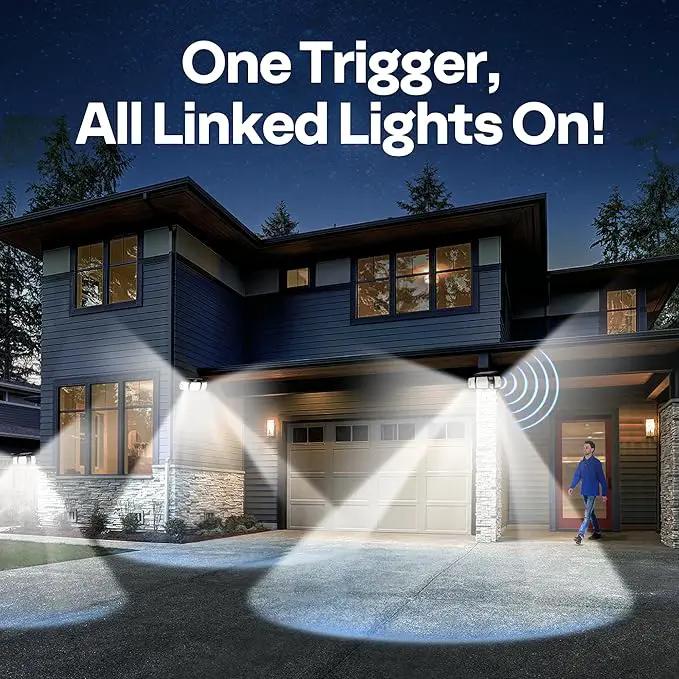 VIVOHOME Linkable Solar Lights Outdoor, Dual Roating Motion Sensor Flood Lights Solar Powered Security Light with 3 Heads, 2500LM, IP65 Waterproof for Outside, Yard, Garage, Wall, Patio, 2 Pack by GreenHaven Gardens