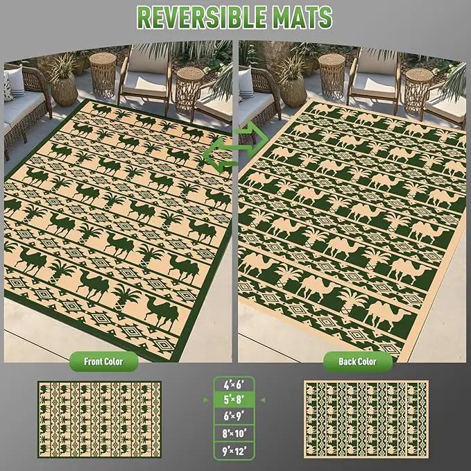WILDROOTS 5x8 Feet Plastic Tropical Green Outdoor Rug, Stain Resistant Waterproof Reversible Outdoor Patio Rug, Fade Resistant Camping Rug by GreenHaven Gardens