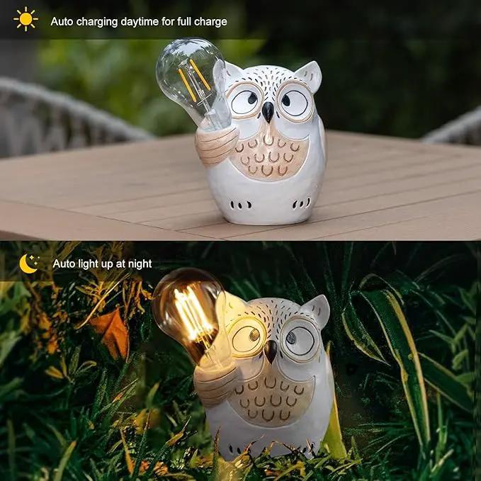 pearlstar Owl Garden Outdoor Statue, Solar Figurines Bulb LED Lights, Outdoor Garden Lawn Decorations for Porch Patio Yard Lawn, Unique Gifts for Friends and Family by GreenHaven Gardens