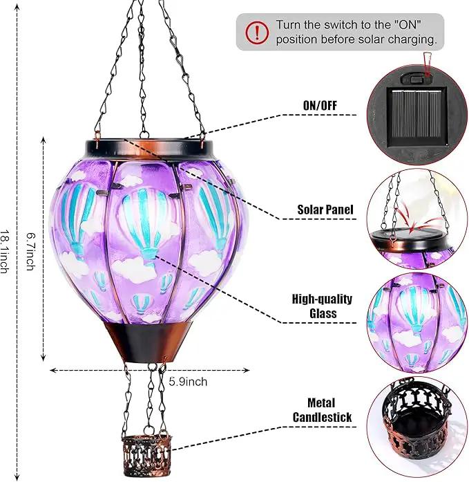 Solar Lantern Outdoor Waterproof, Hanging Lantern for Backyard Porch Patio Lawn Pathway Decor, Yard Decorations, Hot Air Balloon Garden Gifts by GreenHaven Gardens