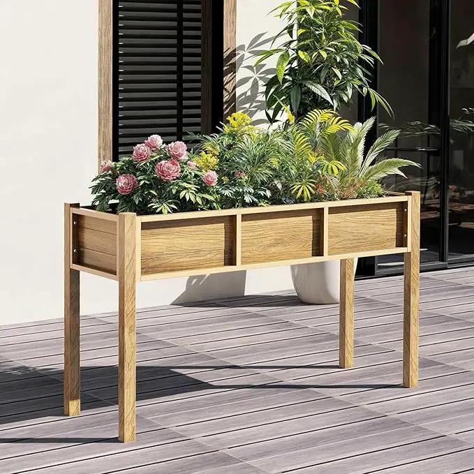 YITAHOME Raised Garden Bed, 47x18x31 Inch HIPS Poly-Wood Weather-Resistant Elevated Planter Box with Legs for Vegetable Flower, Brown by GreenHaven Gardens