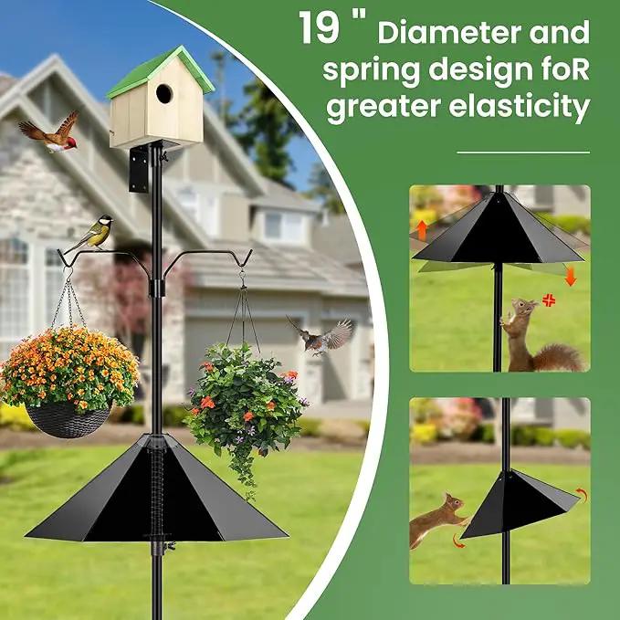 Bird House Pole, 95 Inch Heavy Duty Bird Feeder Pole Mount Kit for Outdoors, Adjustable Feeding Stand, with 2-Hooks, Metal Squirrel Baffle and 5-Prong Base, for Birds Watching by GreenHaven Gardens