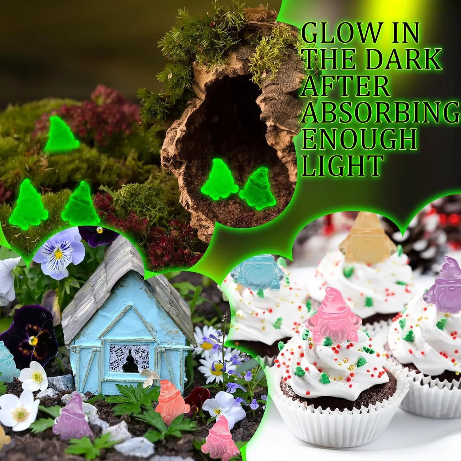 60 Pcs Mini Resin Luminous Gnomes Bulk Tiny Fairy Resin Statues Glow in The Dark Small Gnomes Miniature Figurines for Landscape Outdoor Patio Yard Lawn Plant Pots Fairy Decor (Vivid) by GreenHaven Gardens