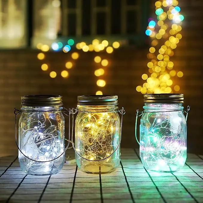 Solar Mason Jar Lights, 12 Pack 30 LED Waterproof Lid Light with Hangers (No Jar), Fairy Firefly Outdoor String Lights for Regular Mason Jar, Patio, Yard, Garden, Wedding Decoration (Warm White) by GreenHaven Gardens