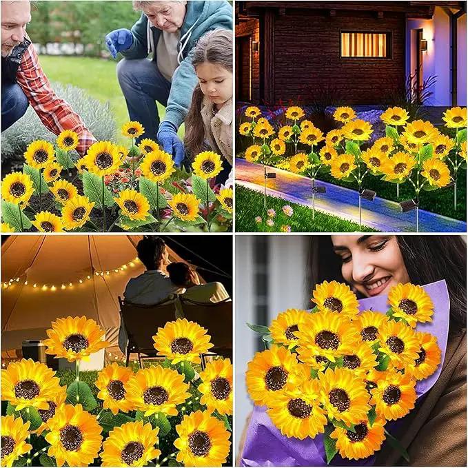 KOOPER Solar Lights Outdoor Decor - 6 Pack with 18 Sunflower Lights, Auto ON/Off, Waterproof for Garden, Patio, Backyard by GreenHaven Gardens