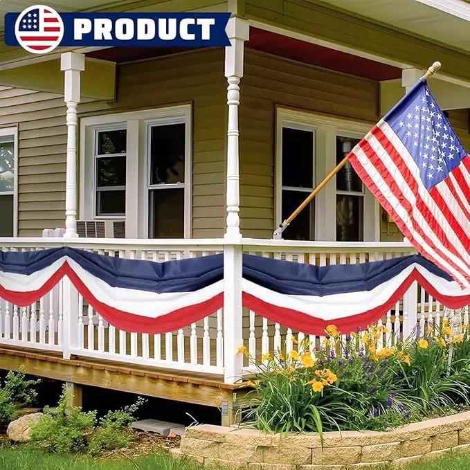 2x20Ft Large Patriotic US Flag Bunting Decorations 4th of July Red, White & Blue Stripe Banner Veterans Day Memorial Days Celebration Decorations Home Garden Outdoor-1Pack by GreenHaven Gardens