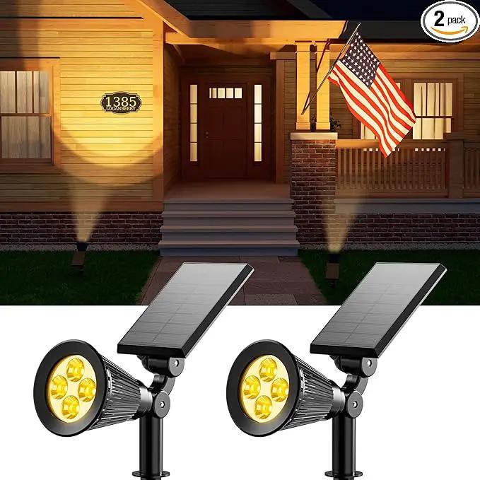 2 Pack Solar Spotlights Outdoor Waterproof for Flag, Tree, Statue, Wooden Sign, Plant Pot, Bright LED Outside Landscape Flood Lamp for Decoration Uplighting Yard, Garden, House, Walkway, Ground, Fence by GreenHaven Gardens