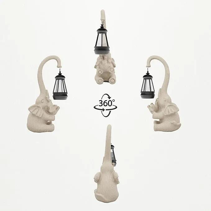 Solar Powered Outdoor Figurine Lights, 10 Inch Waterproof Animal Elephant Statue Light, Suitable for Decorations for Patio, Balcony, Lawn, Courtyard, Etc.(Chest) by GreenHaven Gardens