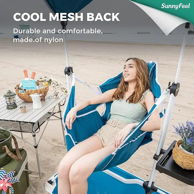 SUNNYFEEL Hammock Camping Chair, Oversized Swinging Camping Chair, Portable Hammock Chairs with Cup Holder, Beach Mat, MAX 300lbs Heavy Duty for Outdoor Travel Lawn Backyard Beach (Blue) by GreenHaven Gardens