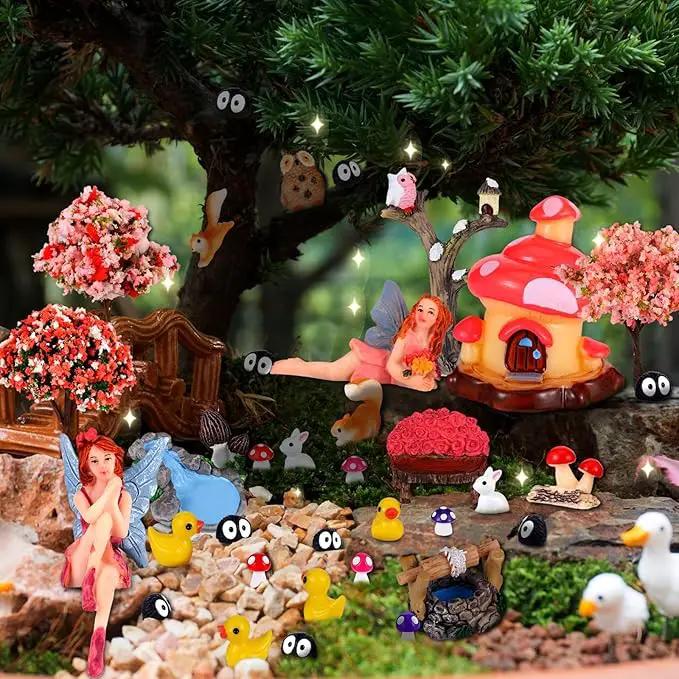 109 Pcs Fairy Garden Accessories Fairy Garden Kit Miniature Fairy Figurines Accessories Fairy Animals Decor Outdoor for DIY Garden Dollhouse by GreenHaven Gardens